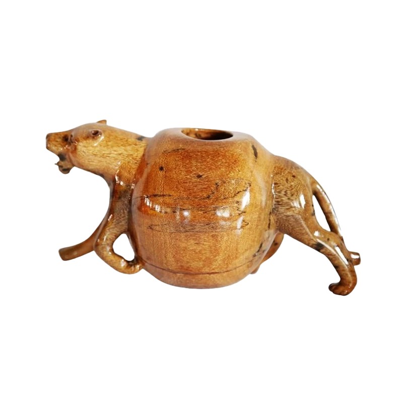 African Rustic Hand Carved Pregnant Panther House of Avana