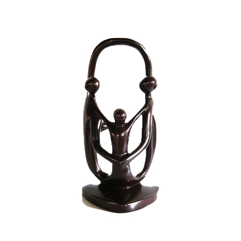 African Hand Carved Stylized Family Of 3 House of Avana