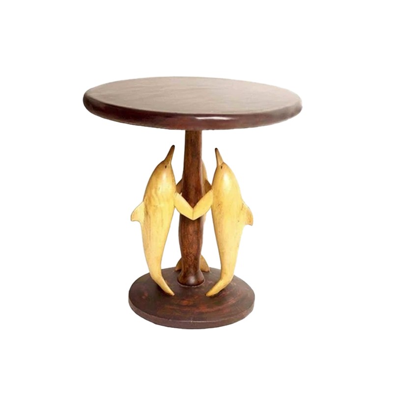 African Hand Carved Stylized Triple Dolphins House of Avana