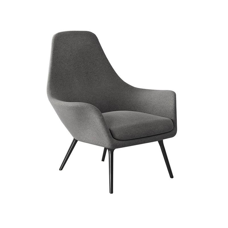 High-Back Lounge Armchair With Aluminum Base ADD