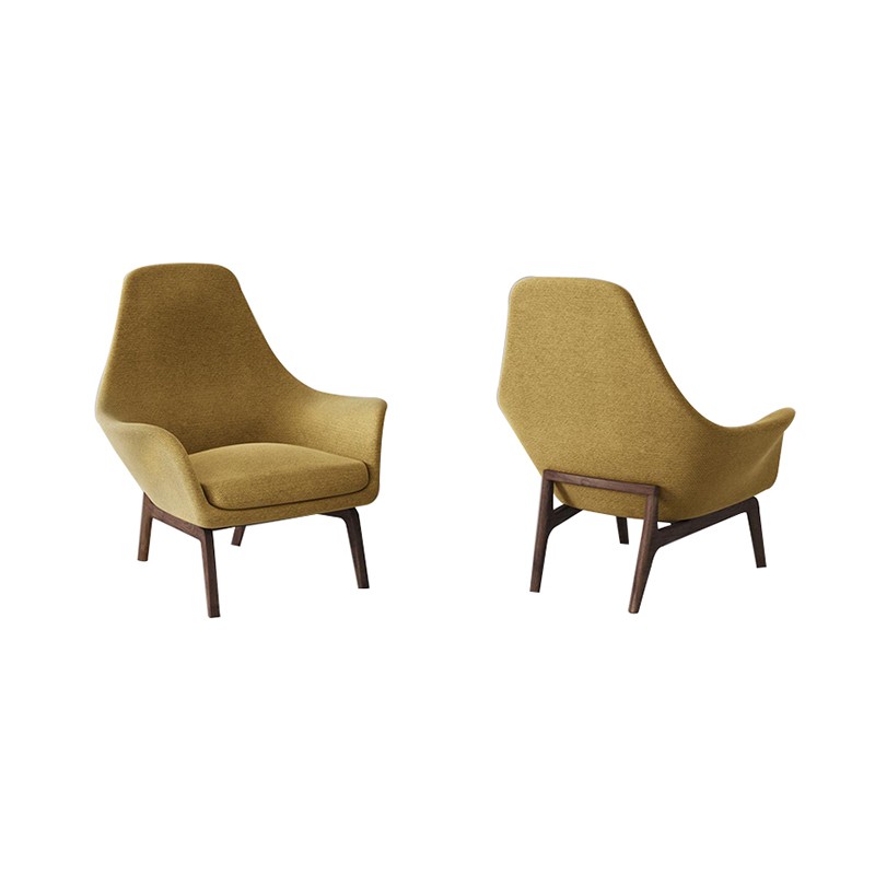 High-Back Lounge Armchair With Wood Base ADD