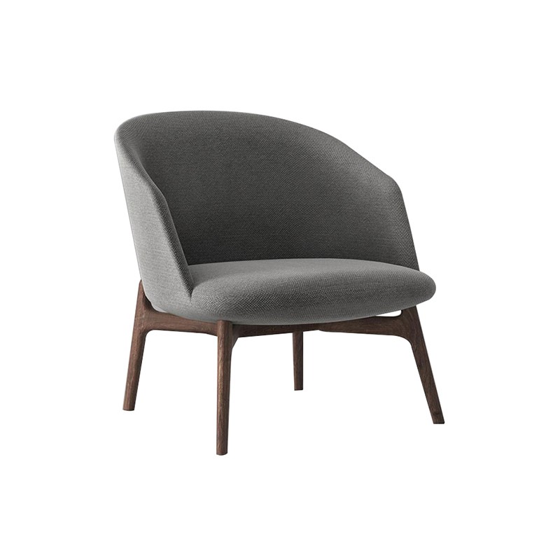 Low Back Lounge Armchair With Wood Base ADD