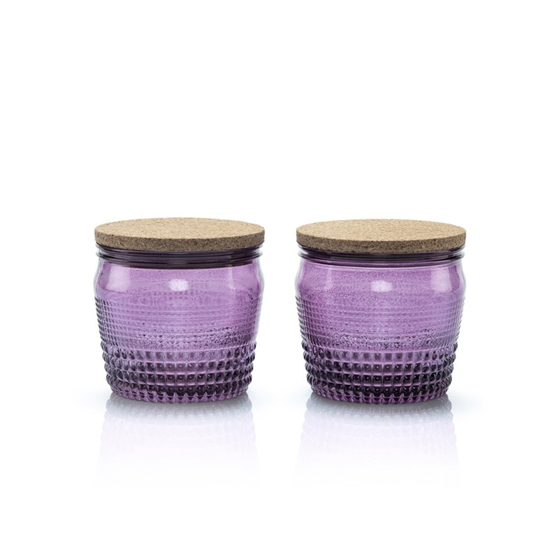 BARATTOLANDO SET 2 JARS AMETHYST WITH CORK LID IVV