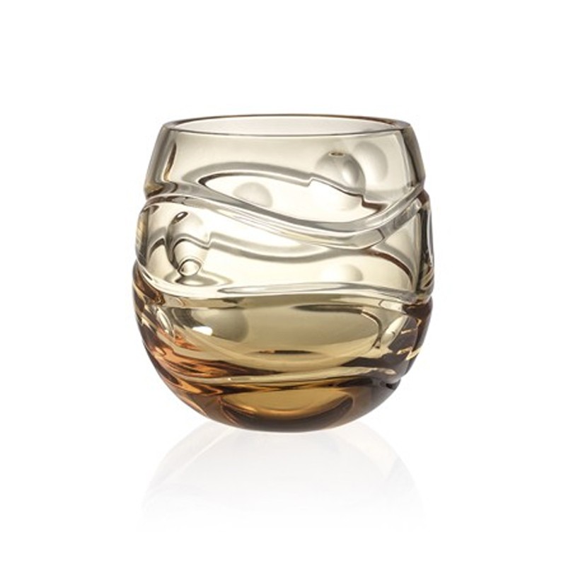 BIGLIE TUMBLER AMBER ETCHED WAVES IVV