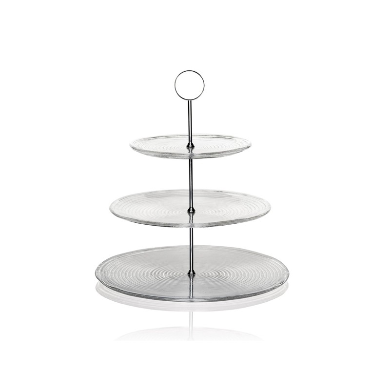 VERTIGO 3 TIER CAKESTAND CLEAR WITH METAL STAND IVV