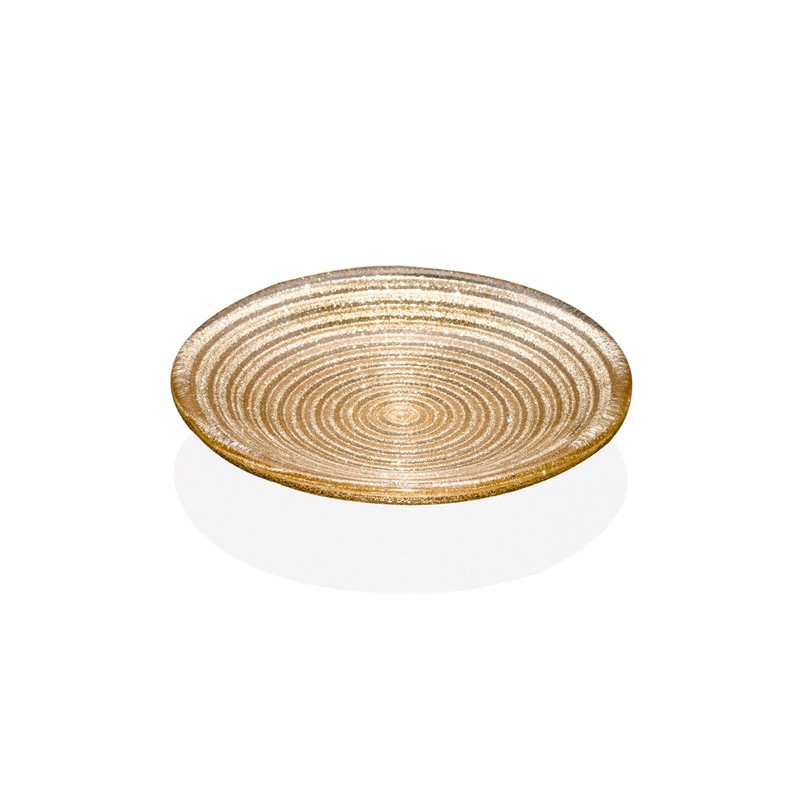 VERTIGO PLATE GOLD PINK GLITTER DECORATION IVV