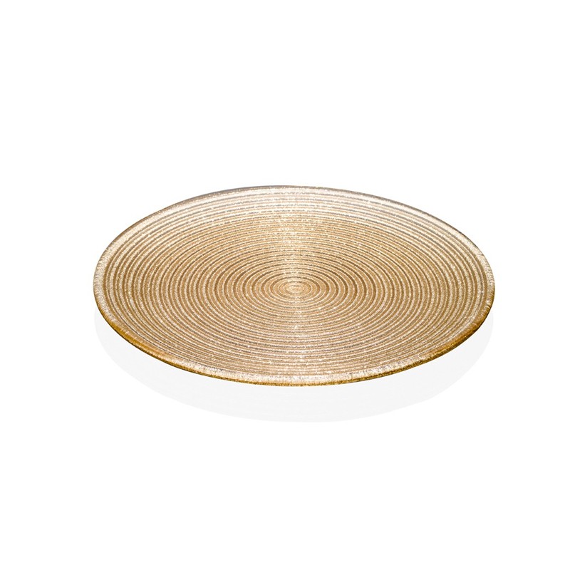 VERTIGO PLATE GOLD PINK GLITTER DECORATION IVV