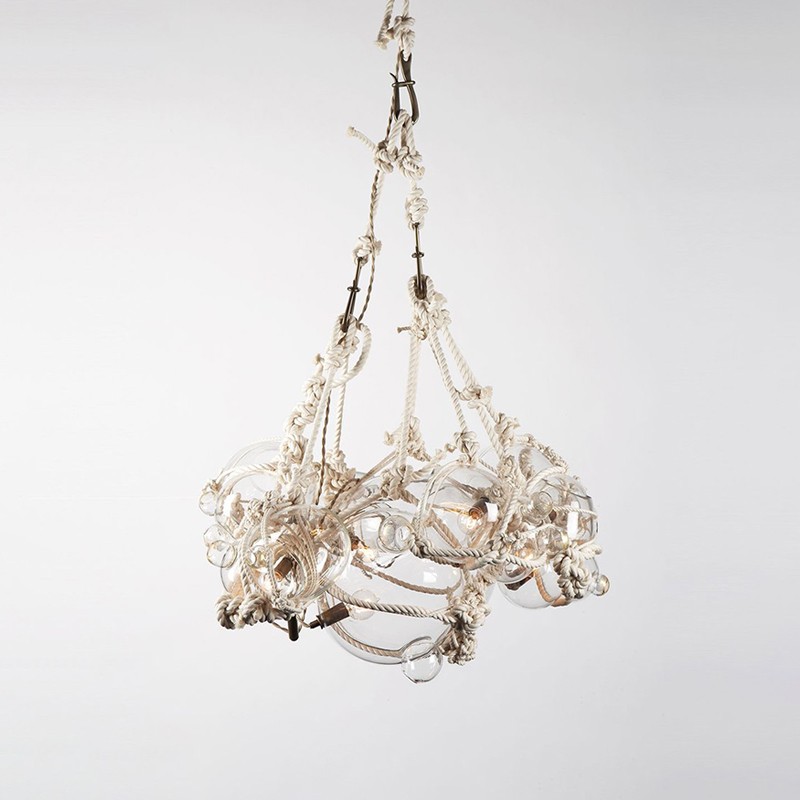 Knotty Bubbles Chandelier - 1 Lg, 6 Sm Bubbles Roll & Hill