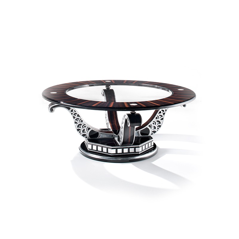 Fifth Avenue Contemporary Round Coffee Table Glass Top Francesco Molon