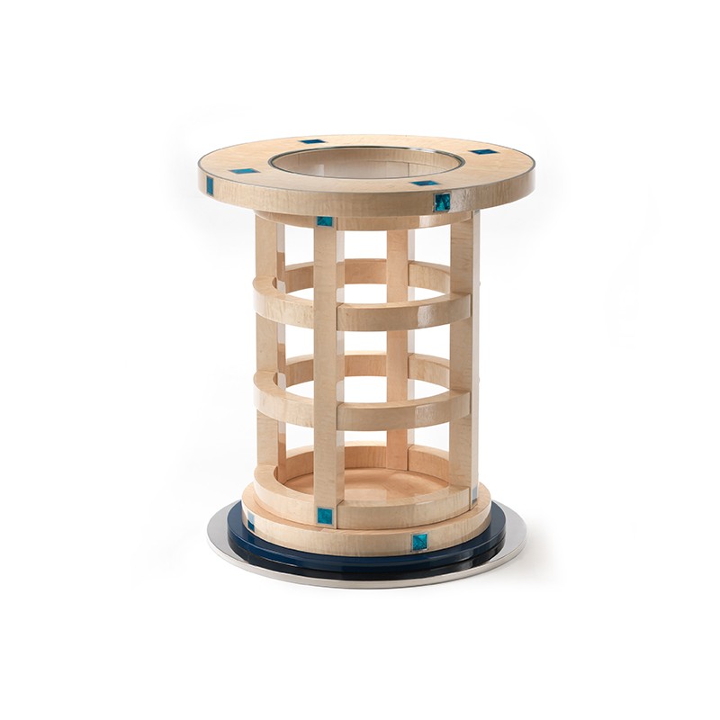 Kamakura Contemporary Wooden Side Table With Glass Top Francesco Molon