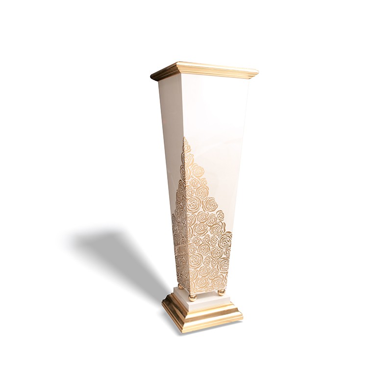 Contemporary White Tall Wooden Planter Francesco Molon