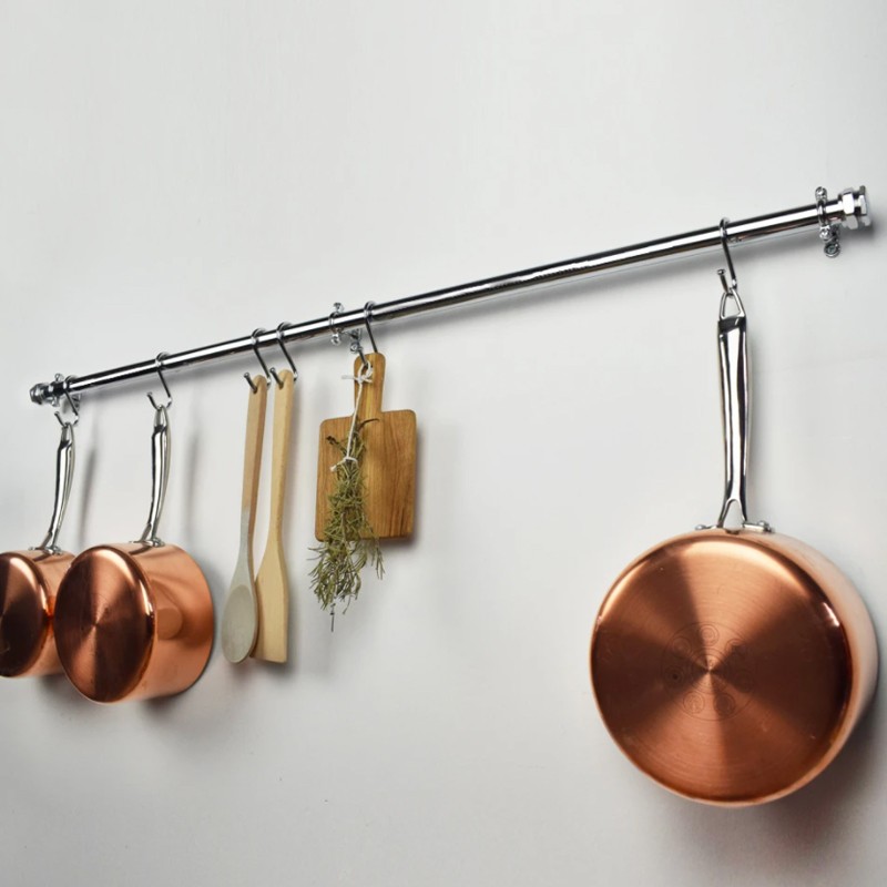 Wall Mounted Chrome Pot And Pan Rail  Proper Copper Design