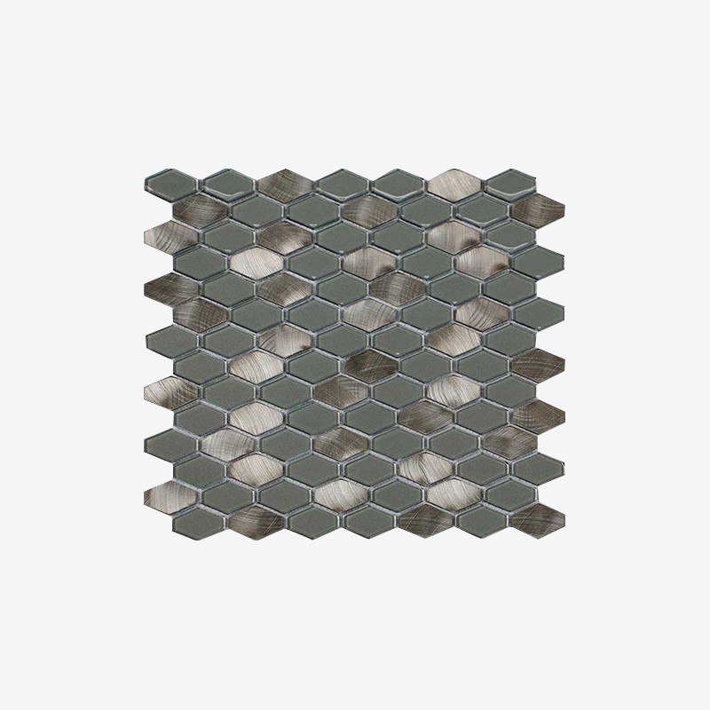 Aluminum And Glass Elongated Hexagon Mosaic  - Arvex 