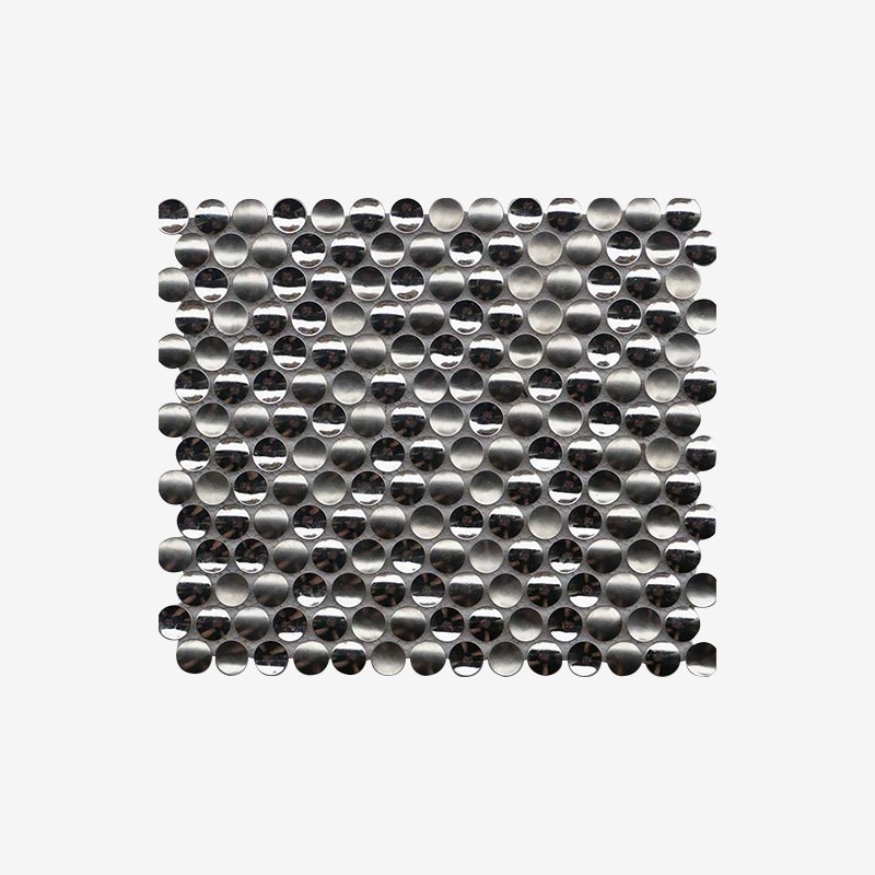 Stainless Steel Penny Round Mosaic With Ceramic Base Arvex