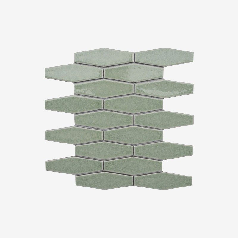 Elongated Hexagon Porcelain Mosaic With Crackled Glaze Effect Arvex