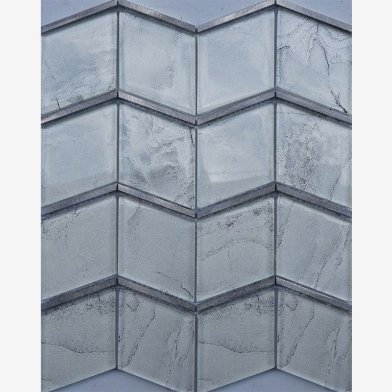 Digital Printed Glass Rhomboids With Aluminum Frame Chevron Mounting Arvex
