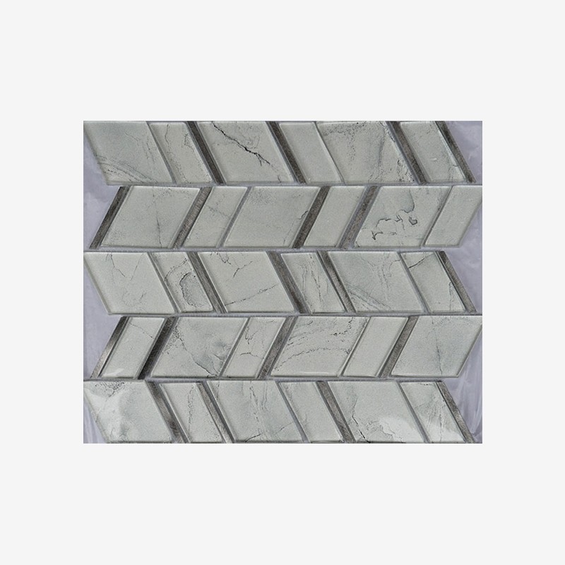 Digital Printed Glass Rhomboids With Aluminum Frame Irregular Chevron Mounting Arvex