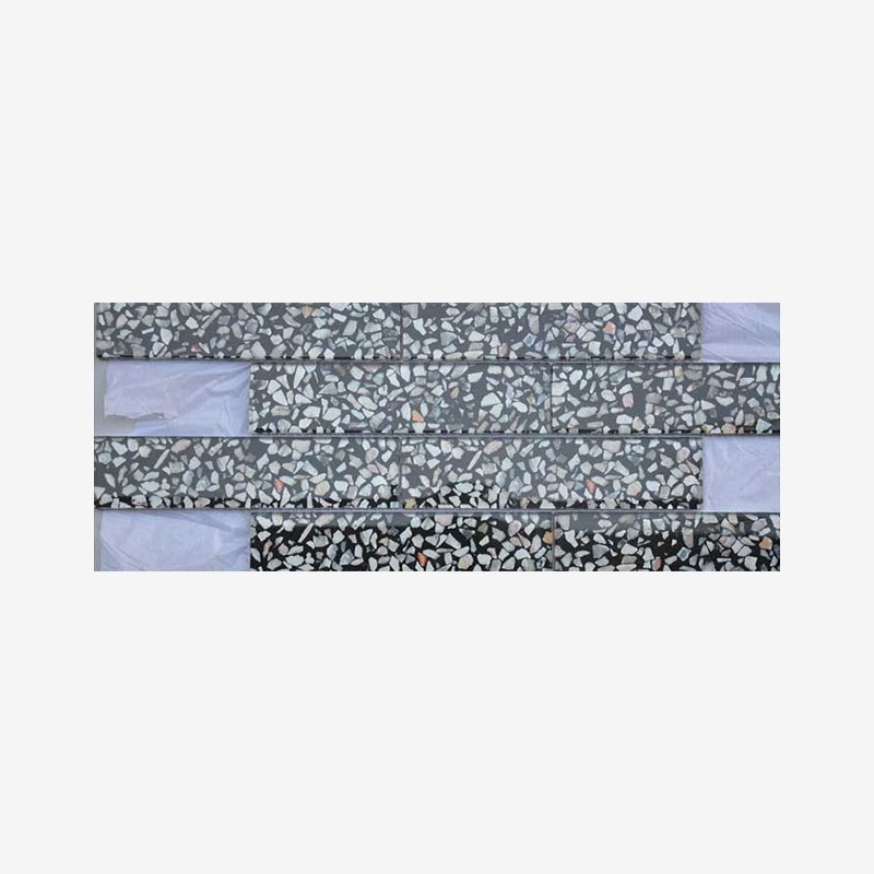 Terrazzo Look Digital Printed Glass Tiles Stacked Mounting Arvex