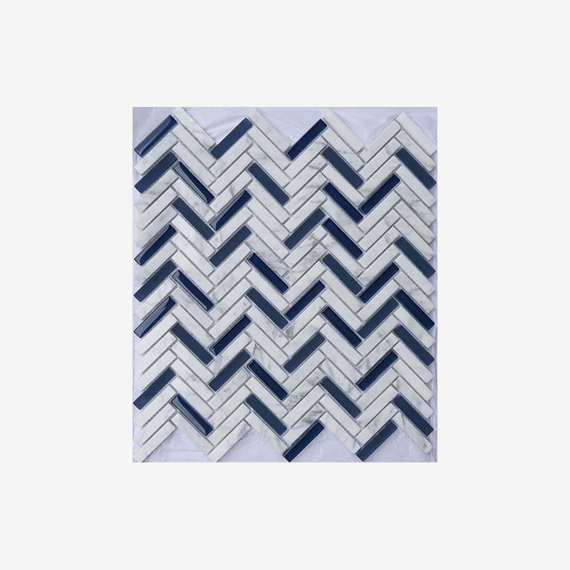 Glass And Stone Sticks Mosaic Herringbone Mounting Arvex