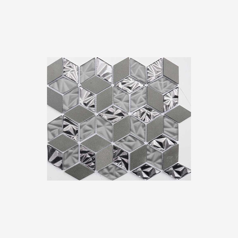 Laminated Glass And Stone Rhomboid Mosaic Arvex
