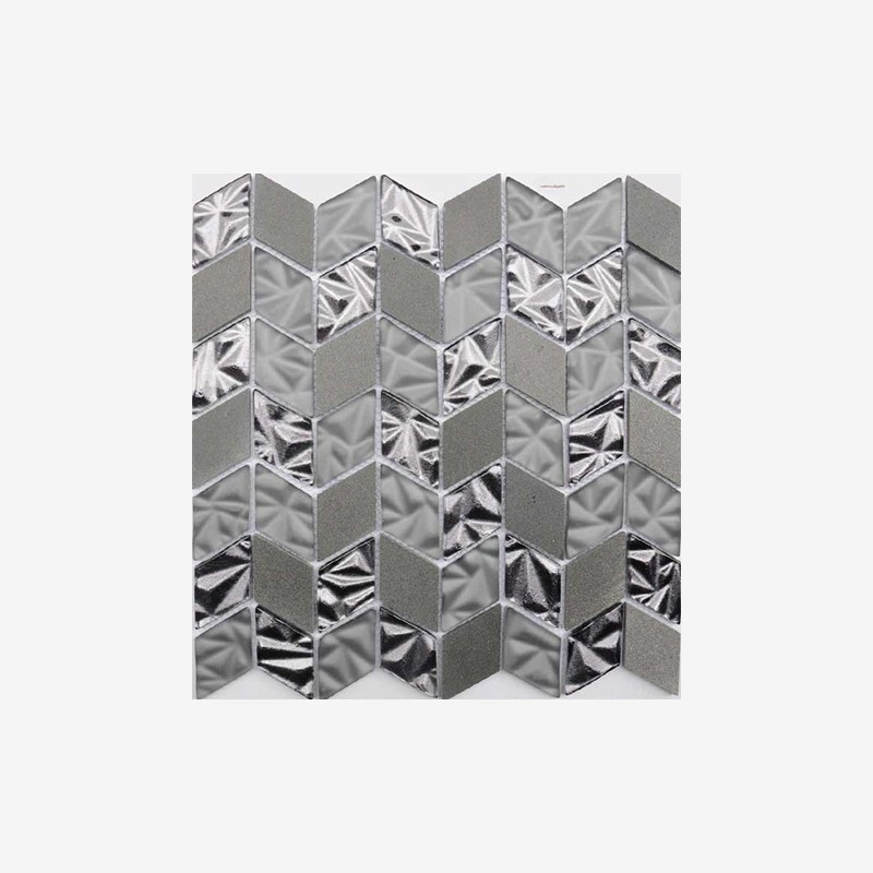 Laminated Glass And Stone Rhomboid Mosaic Chevron Mounting Arvex