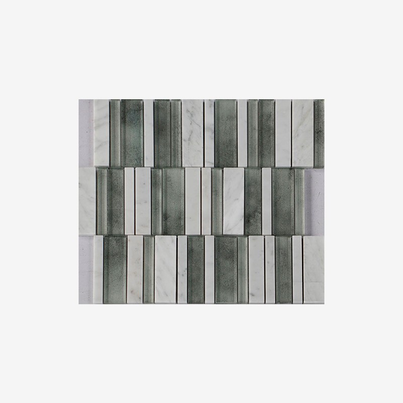 Soft Texture Glass And Carrara Piano Pattern Mosaic Arvex