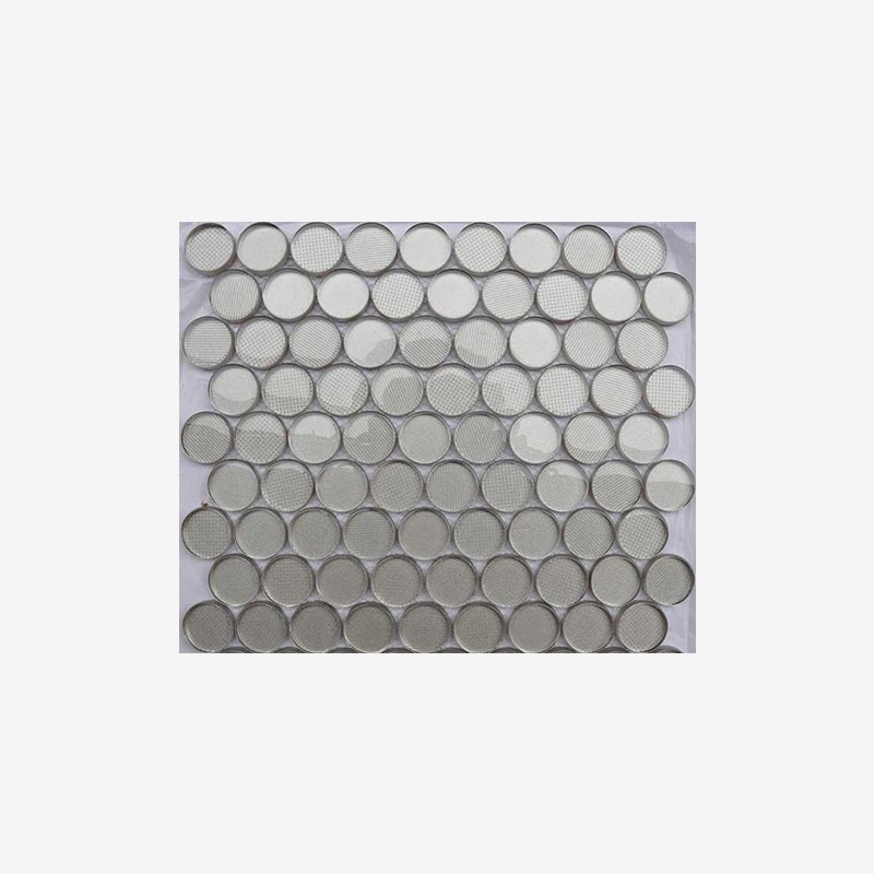 Metallic Glass Penny Round Mosaic Arvex