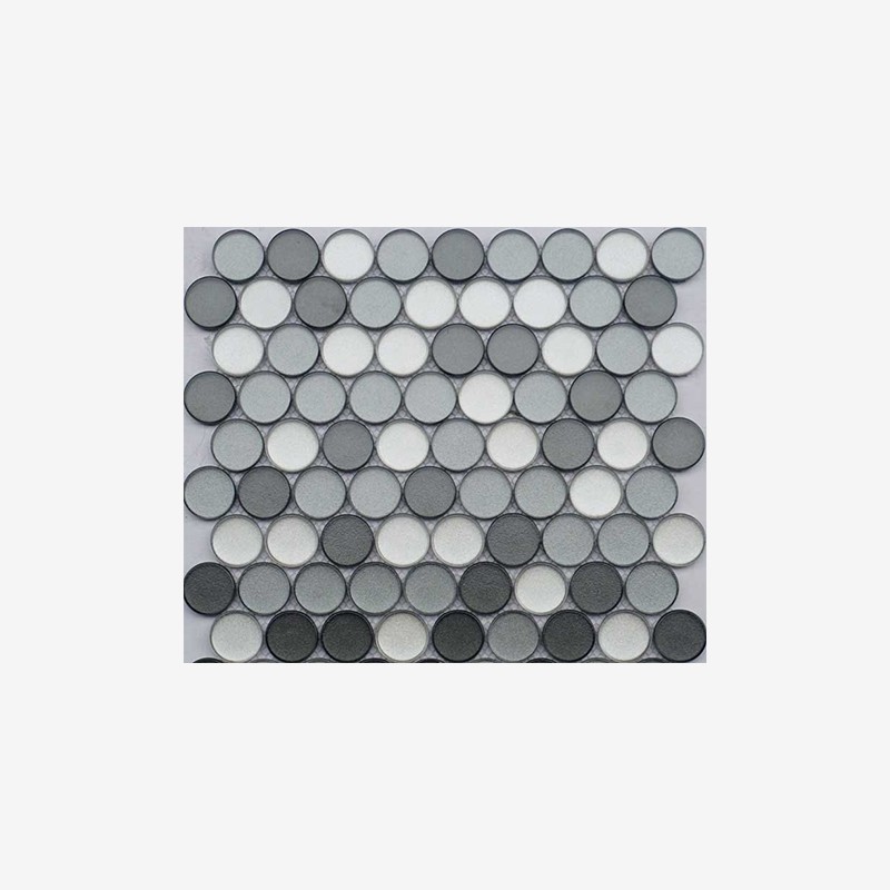 Metallic Glass Penny Round Mosaic With Soft Texture Arvex