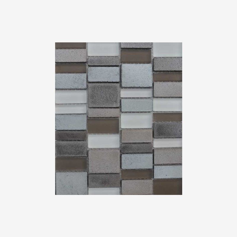 Glazed Basalt And Glass Multisize Bricks Mosaic Arvex