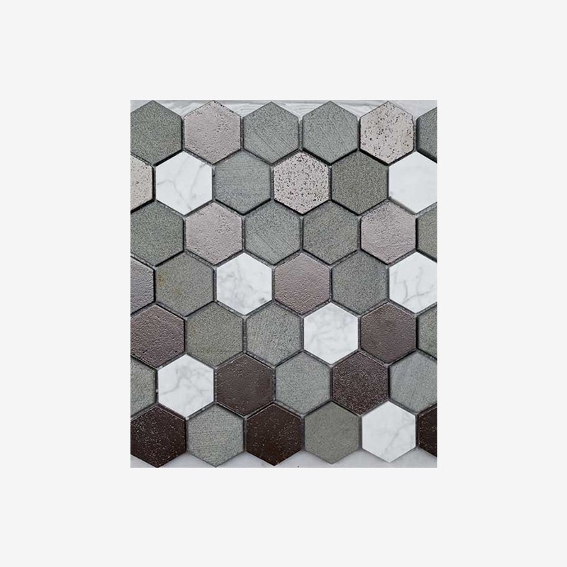 Glazed Basalt And Marble Hexagon Mosaic Arvex