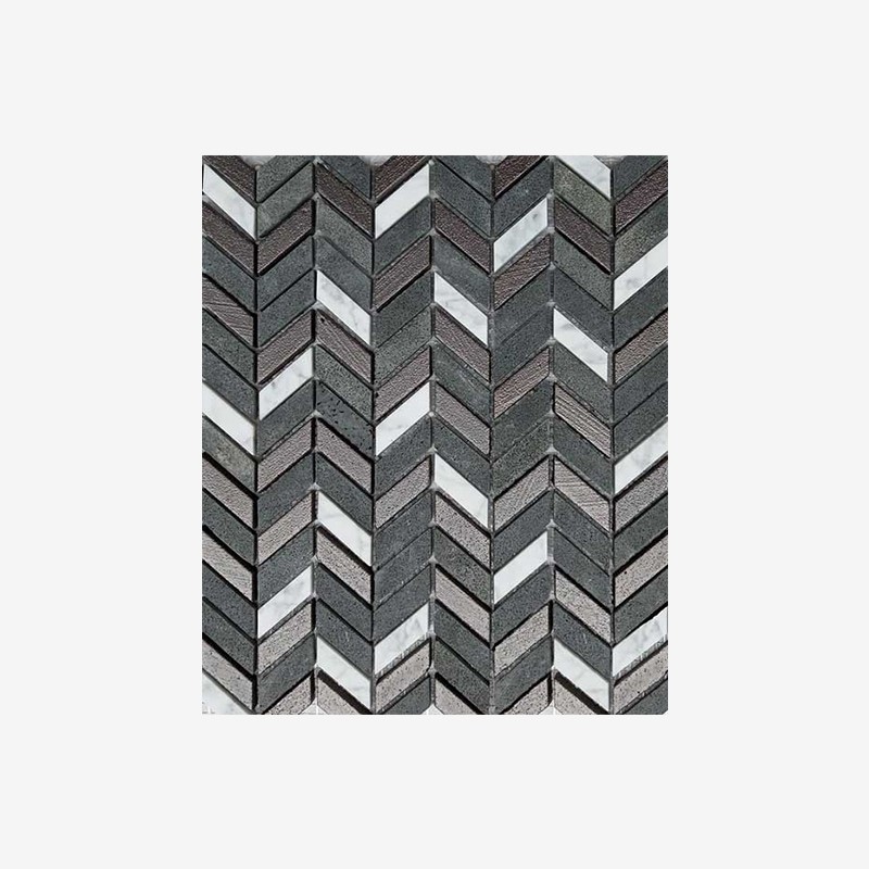Glazed Basalt And Marble Mini Chevron Mosaic Arvex