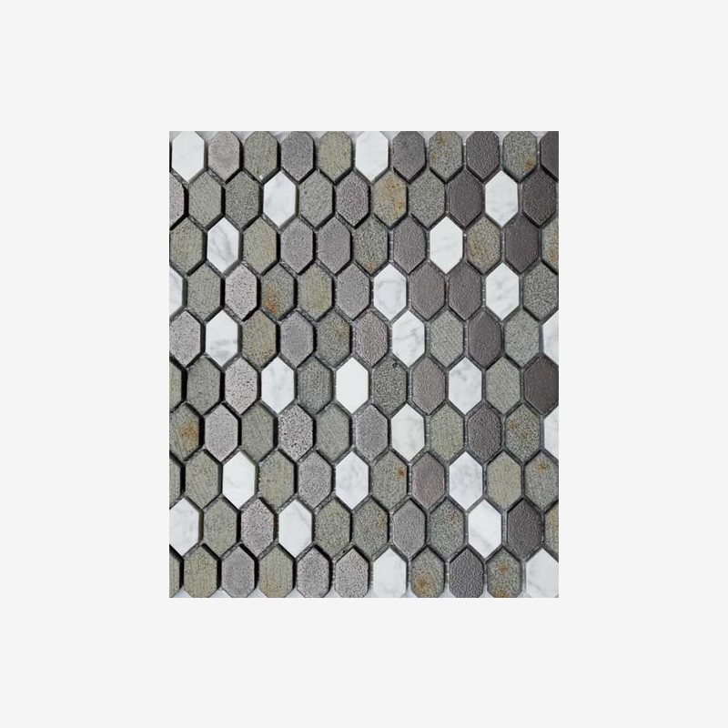 Glazed Basalt And Marble Mini Picket Mosaic Arvex