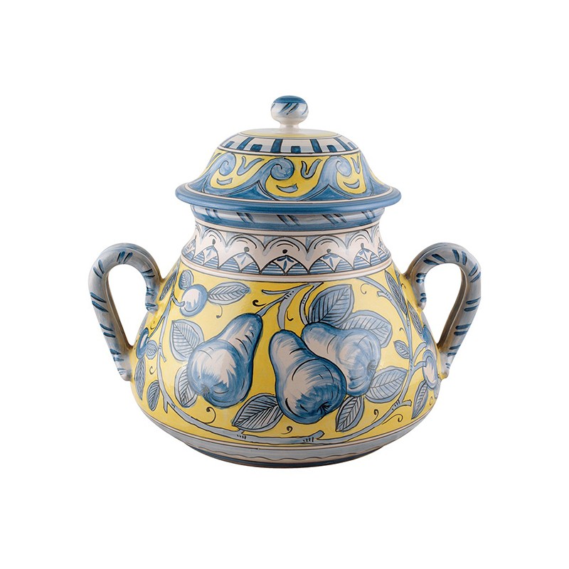 Covered Box/Centerpiece - Decor Frutta Gialla Antica Deruta