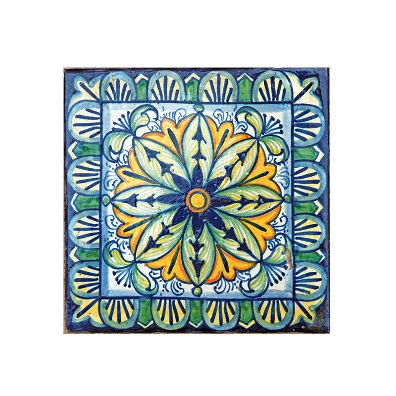 Hand Made Cotto Tile - Decorated - Geometrico PT 45  - Antica Deruta 