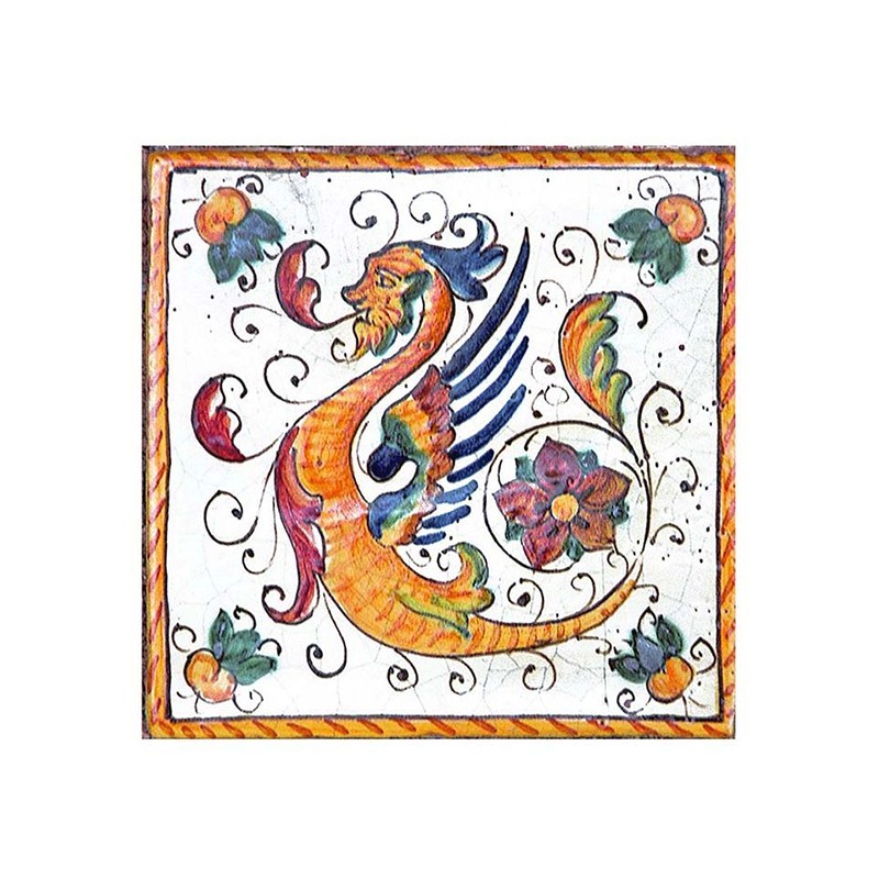 Hand Made Cotto Tiles - Decorated Raffaellesco - PT 38 Antica Deruta
