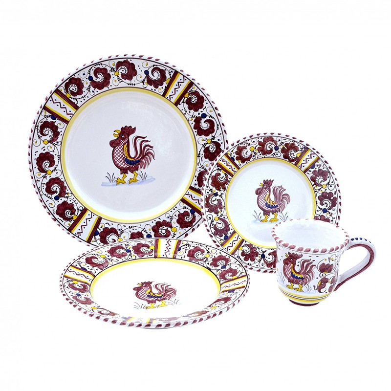 Set Dinnerware 04 - Decor Galletto Rosso Antica Deruta