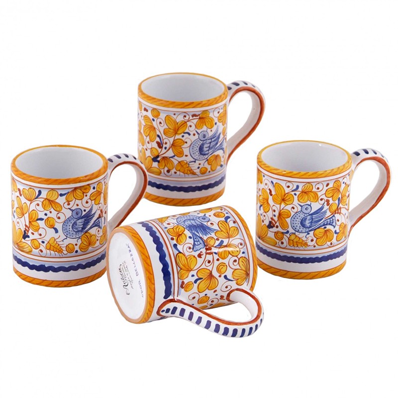 Set Mugs X 4 Pieces - Decoro Arabesco Giallo 34c Antica Deruta