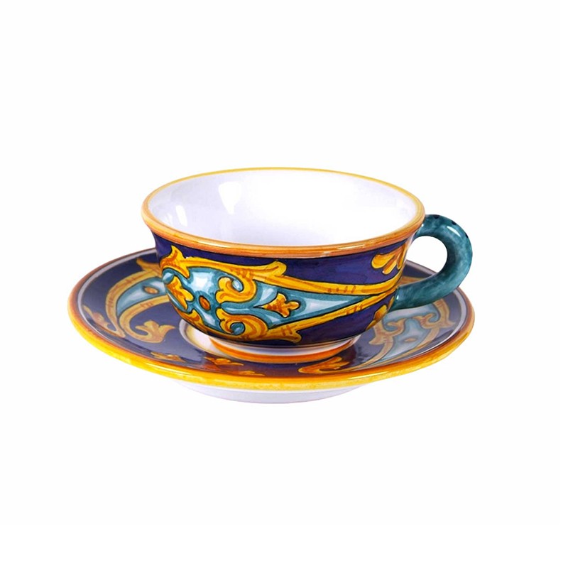 Tea Cup & Saucer - Decor Banda Blu 04a Antica Deruta