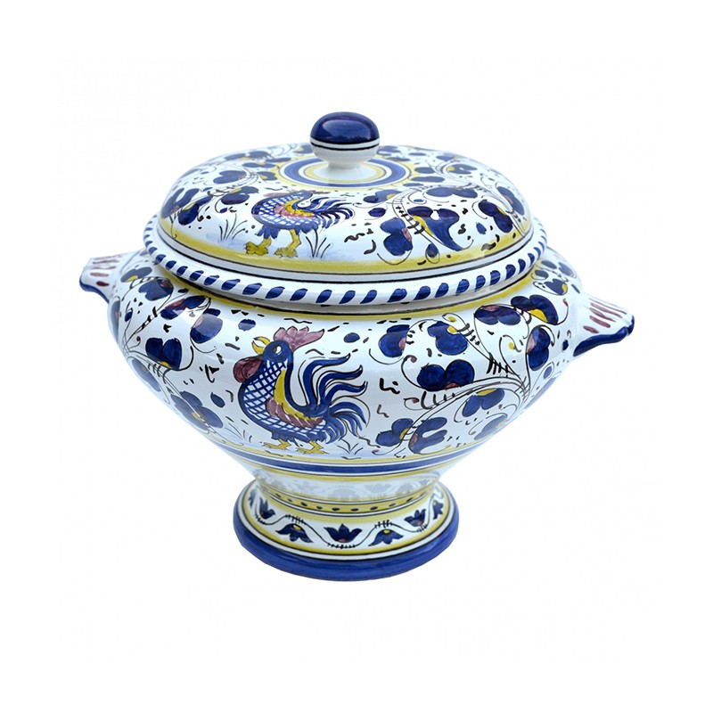 Tureen/Centerpiece - Decor Galletto Blu Antica Deruta