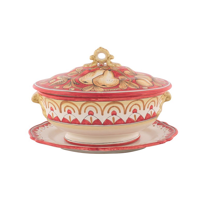 Centerpiece/Tureen With Plate - Decor Pompeiano Antica Deruta