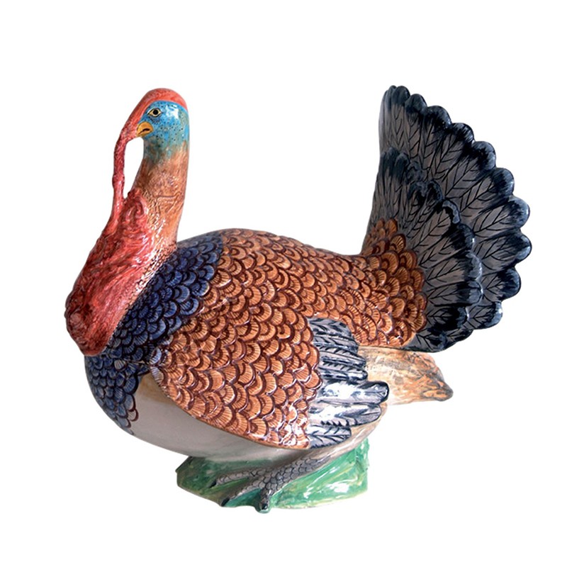 Ceramic Sculptura - Animal - Turkey Covered Box Antica Deruta