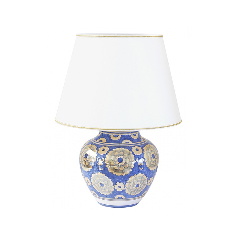Lamp With Shade - Decor Fiori Lustro Blu Antica Deruta