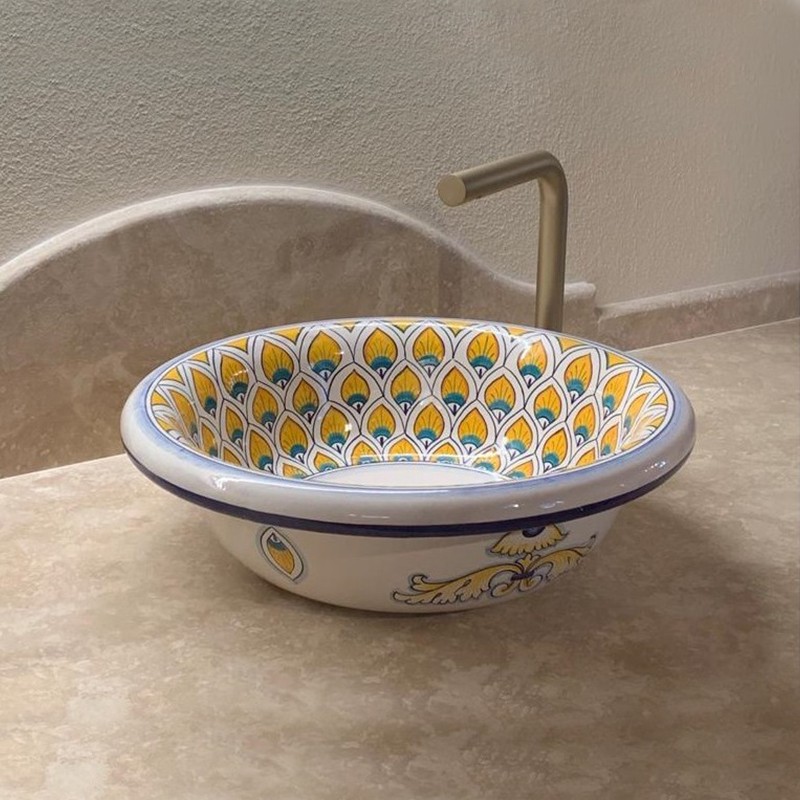 Sink Bathroom/Kitchen- Decor Classico 05- Penne Pavone Antica Deruta