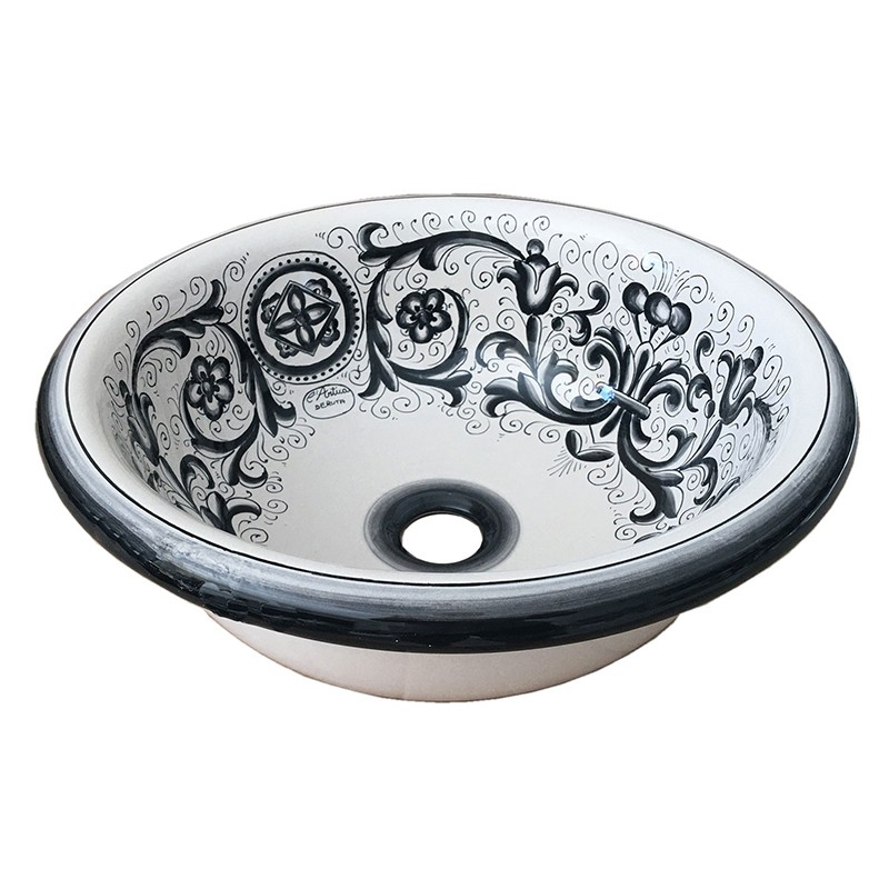 Sink For Bathroom/Kitchen - Decor Classico 02-Ricco Deruta Nero Antica Deruta