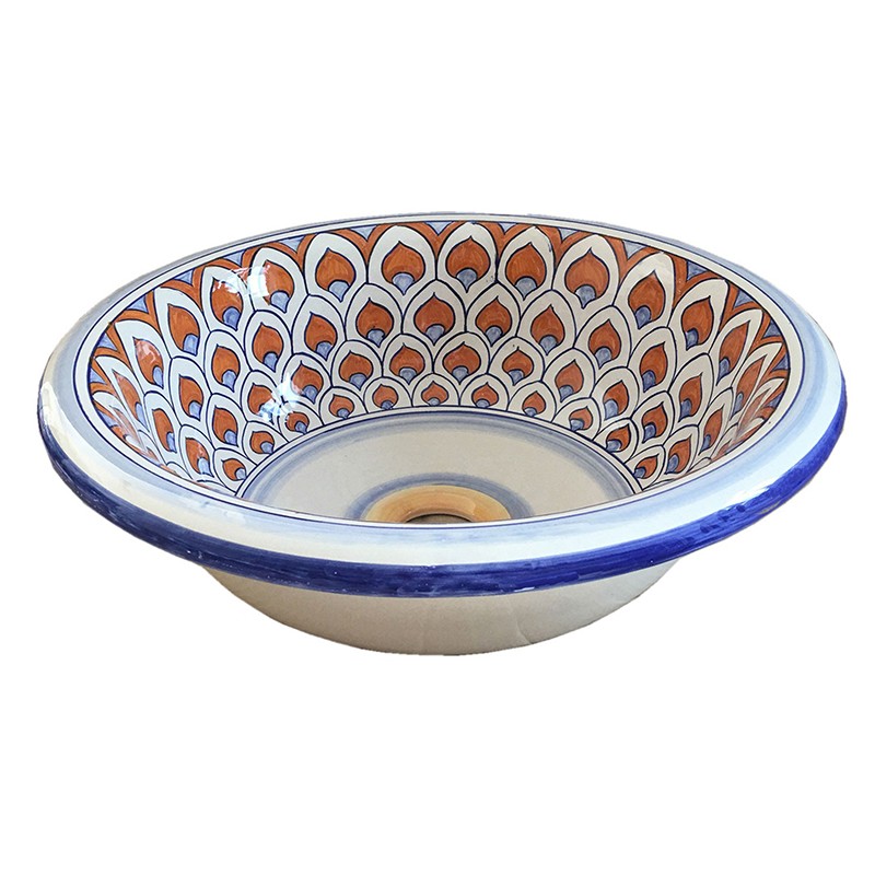 Sink For Bathroom/Kitchen - Decor Classico 03-Penne Di Pavone Antica Deruta