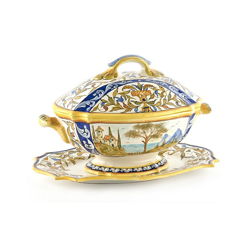 Soup Tureen With Plate/Centerpiece - Decor Raffaello Antica Deruta