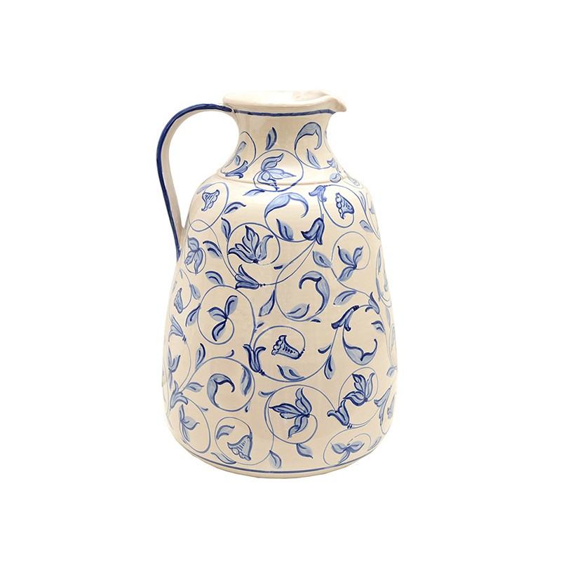 Vase/Large Pitcher - Decor Zodiaco White And Blu Antica Deruta