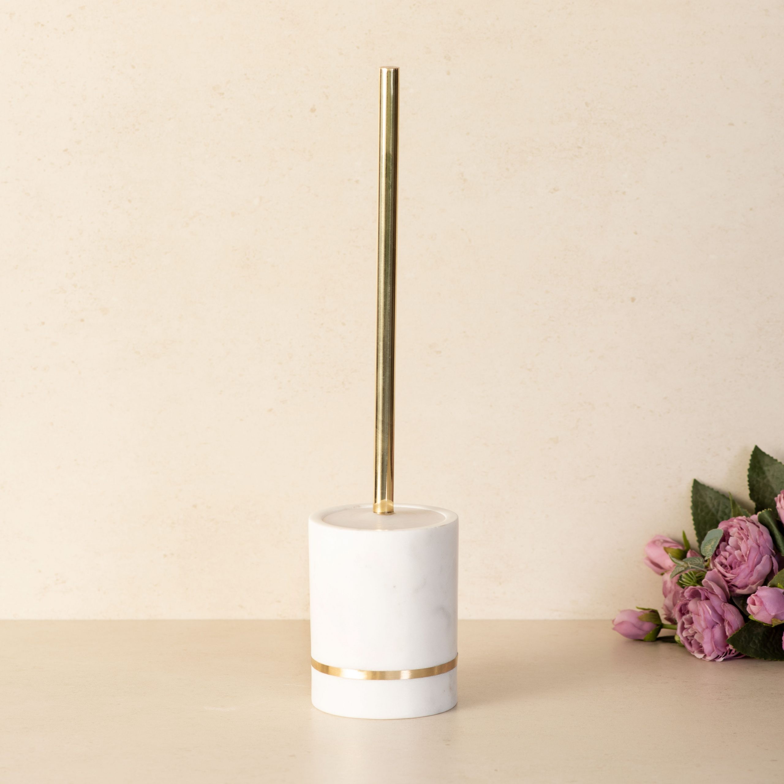 Aurelia Marble And Brass Toilet Brush Cleaner The Decor Remedy