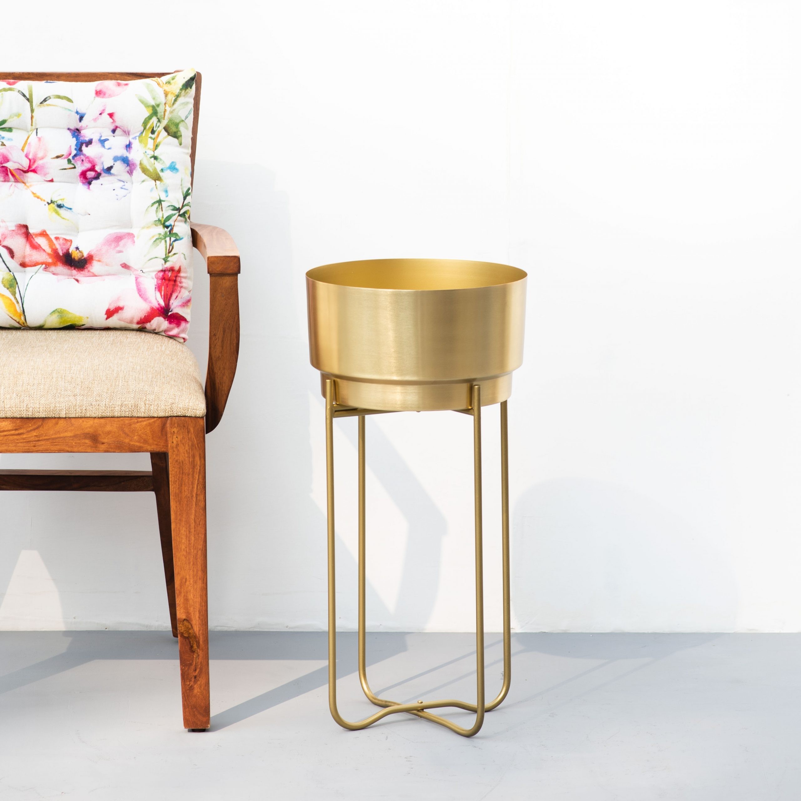 Champagne Gold Indoor Metal Planter Large Single The Decor Remedy