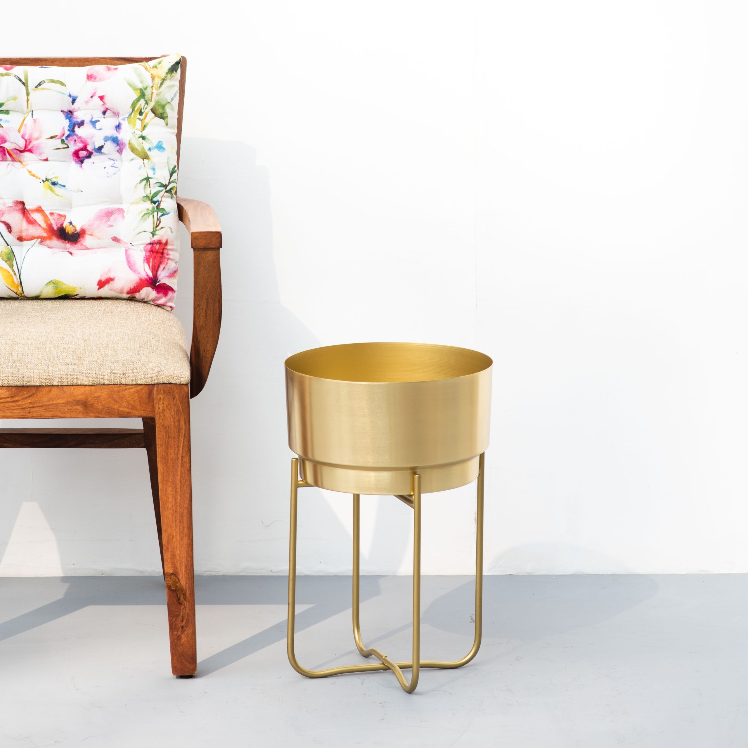 Champagne Gold Indoor Metal Planter Small Single The Decor Remedy